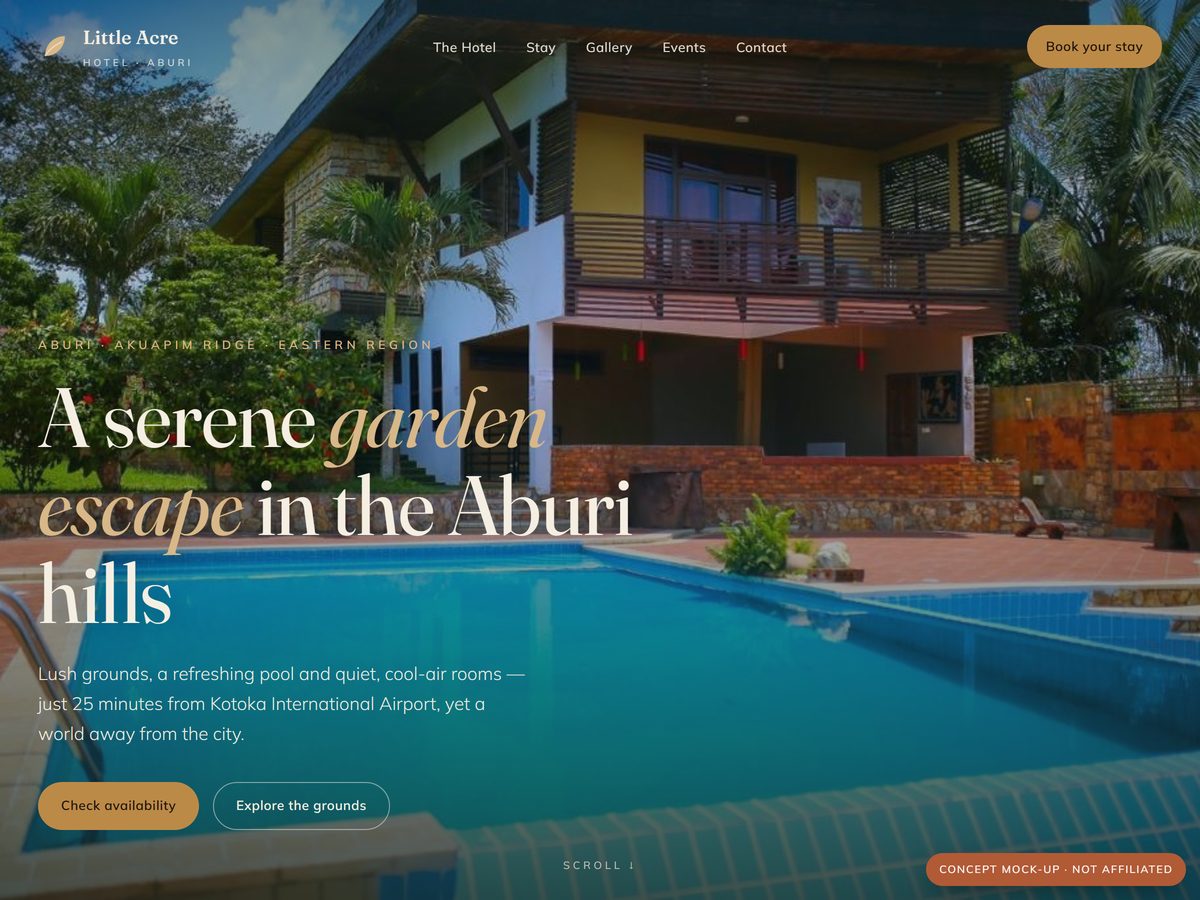 Little Acre Hotel — website built by IJW Labs